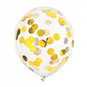 Konfettiballon - Guld Cirkler- 6 stk.