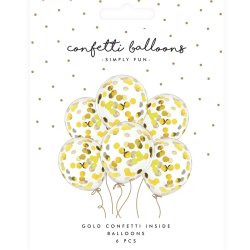 Konfettiballon - Guld Cirkler- 6 stk.