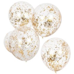Konfettiballon - Guld Glitter - 5 stk.