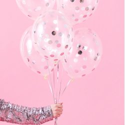 Konfettiballon - Slv Cirkler - 6 stk.