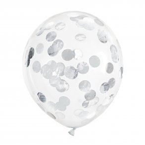 Konfettiballon - Slv Cirkler - 6 stk.