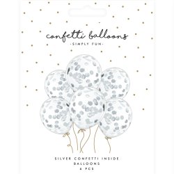 Konfettiballon - Slv Cirkler - 6 stk.