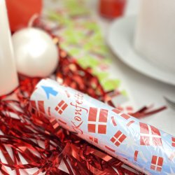 Konfettirr - Rd og hvid