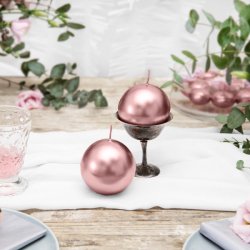 Kuglelys - Metallic Rose Gold - 8 cm