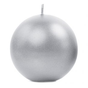 Kuglelys - Metallic Silver - 8 cm