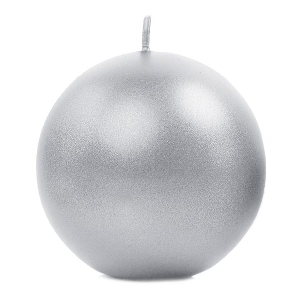 Kuglelys - Metallic Silver - 8 cm