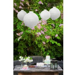 Lanterne med pre - Hvid - 30 cm