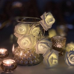 LED Lyskde med 20 roser - Warm white light