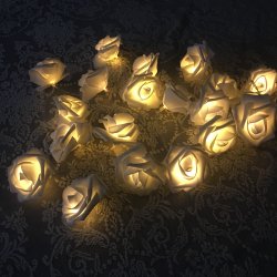 LED Lyskde med 20 roser - Warm white light