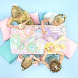 Tallerken - Lysebl med guldkant - 18 cm