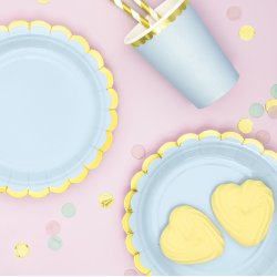 Tallerken - Lysebl med guldkant - 18 cm