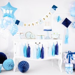 Tallerken - Lysebl med guldkant - 18 cm