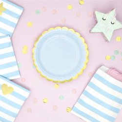 Tallerken - Lysebl med guldkant - 18 cm