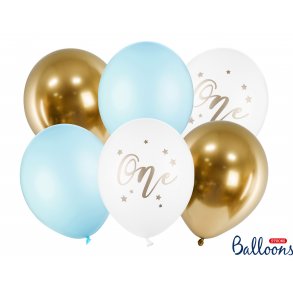 Balloner - Lysebl - ONE - Mix - 6 stk.