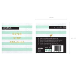 Servietter -  NEVER STOP DREAMING - Mint  33x33 cm