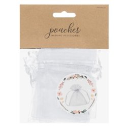 Organza pose - Hvid - 10 cm - 10 stk.