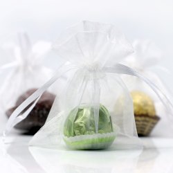 Organza pose - Hvid - 10 cm - 20 stk.