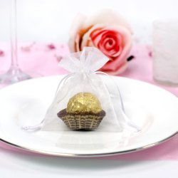 Organza pose - Hvid - 10 cm - 20 stk.