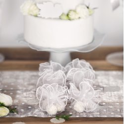 Organza pose - Hvid - 26 cm - 20 stk.