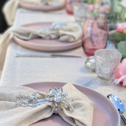 Servietring - Gren med orkid - Slv