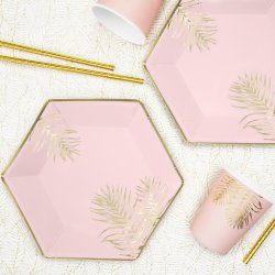 Tallerken - Lyserd med guldblade - 23 cm