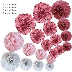 Pompon - Rose mix - 20 stk.