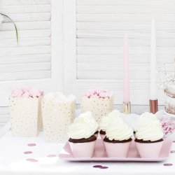 Popcorn boks - Cremefarvet med guldprikker - 6 stk.