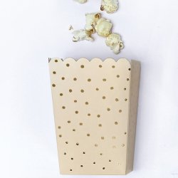 Popcorn boks - Cremefarvet med guldprikker - 6 stk.
