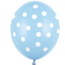 Balloner - Lysebl med prikker - 6 stk.