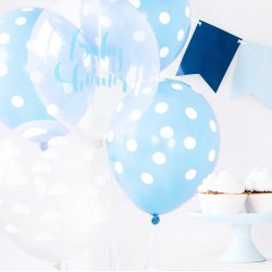 Balloner - Lysebl med prikker - 6 stk.