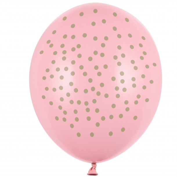 Balloner - Lyserd med guldprikker - 6 stk.