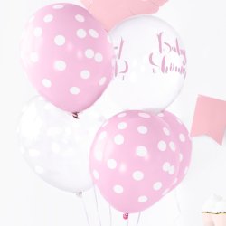 Balloner - Lyserd med prikker - 6 stk.