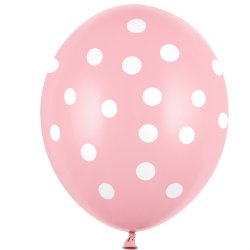 Balloner - Lyserd med prikker - 6 stk.