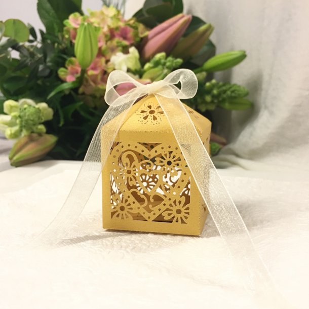 Favourbox med sljfe - Gul shimmer - 5 stk.