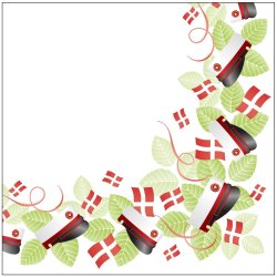 Servietter - Rd Studenterhue med flag