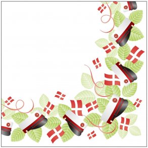 Servietter - Rd Studenterhue med flag