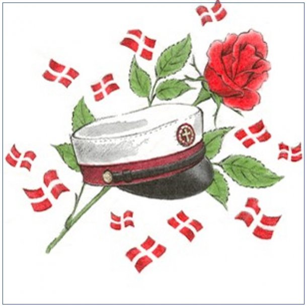 Servietter - Rd Studenterhue med rose