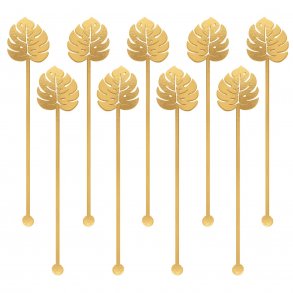 Drinkspind - Palmeblad - Guld - 12 stk.
