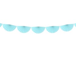 Guirlande med rosetter - Lysebl - 40 cm