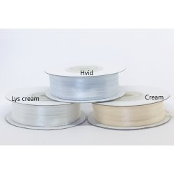 Satinbnd - Hvid - 3 mm