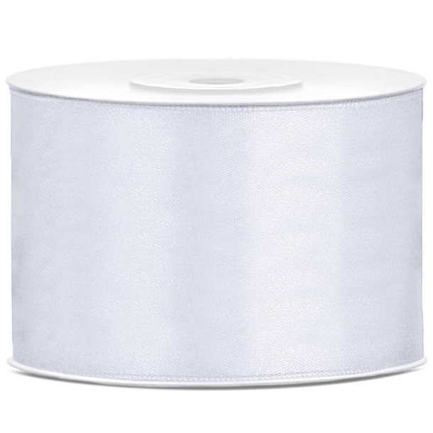 Satinbnd - Hvid - 5 cm