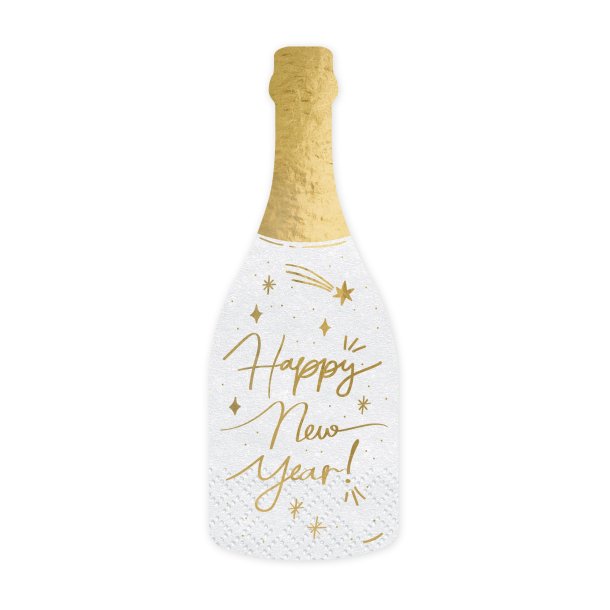 Servietter - Champagneflaske - Happy New Year