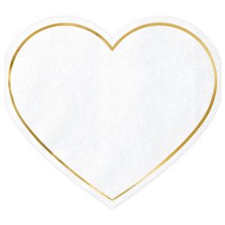 Servietter - Hjerte med guldkant