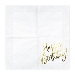 Servietter - Happy Birthday - Guld