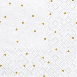Servietter - Hvid med guld prikker 33x33 cm