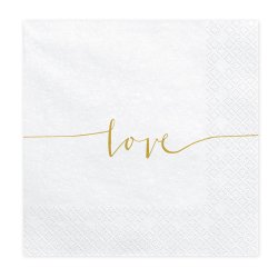 Servietter - Love - Guld - 33x33 cm