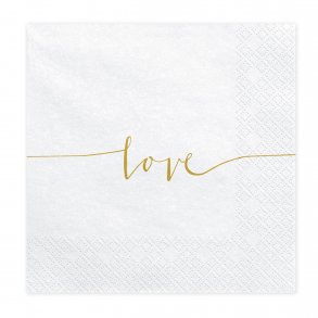 Servietter - Love - Guld - 33x33 cm