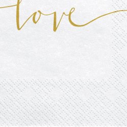 Servietter - Love - Guld - 33x33 cm