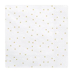 Servietter - Hvid med guld prikker 33x33 cm