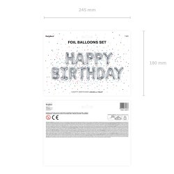 Folieballon - HAPPY BIRTHDAY - Slv